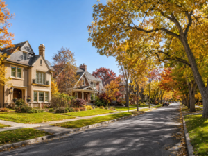Moving to Denver CO in fall — established Denver neighborhoods with mature trees in autumn color